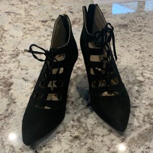 Adrienne Vittadini Black Lace-Up Heels